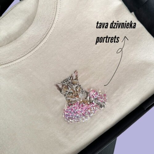 2 (1) Personalizēts t-krekls ar tava dzīvnieka izšuvumu (6.5cm)