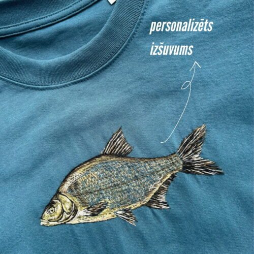 2 (2) Personalizēts t-krekls ar zivs izšuvumu