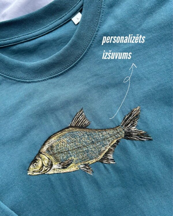 Personalizēts t-krekls ar zivs izšuvumu